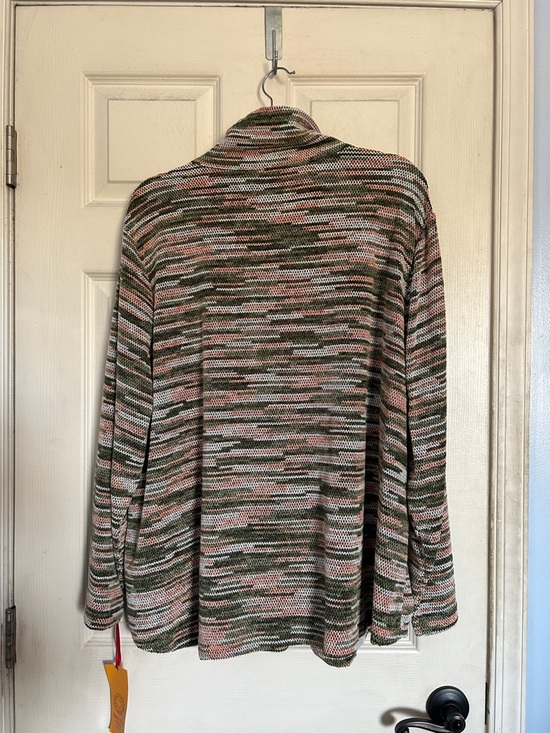 NWT Ruby Rd. Olive multi snap Mockneck textured top size 3X - Picture 2 of 5